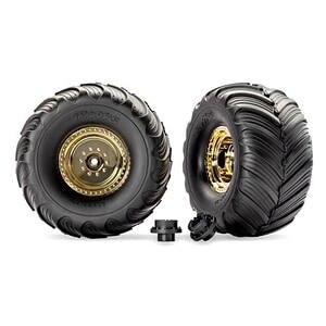 Traxxas Monster Truck Gold Wheels & Terra Groove Tires (2) TRA3663-GOLD